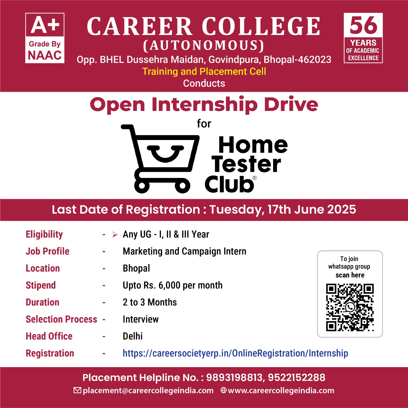 Open Internship Drive for Home Tester Club